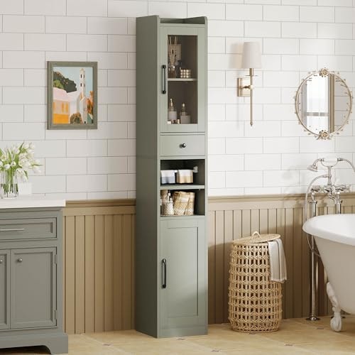 Ironck Slim Bathroom Cabinet with Adjustable Shelves and Towel Bar: $64.12 Ironck Slim Bathroom Cabinet with Adjustable Shelves and Towel Bar: $64.12