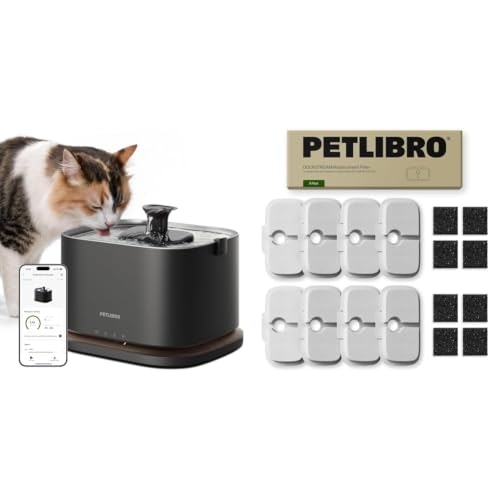 Petlibro 3L Cordless Battery-Operated Cat Water Fountain and 8-Pack Replacement Filters: $99.56