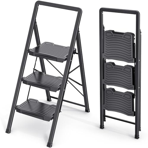 Kingrack 3-Step Folding Step Ladder with Handrail: $38.59