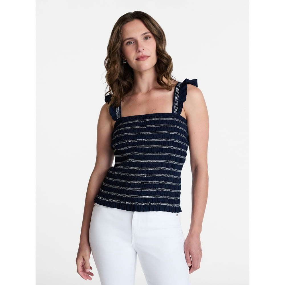 Time and Tru Women's Smocked Cotton Tank Top: $10.07 Time and Tru Women's Smocked Cotton Tank Top: $10.07