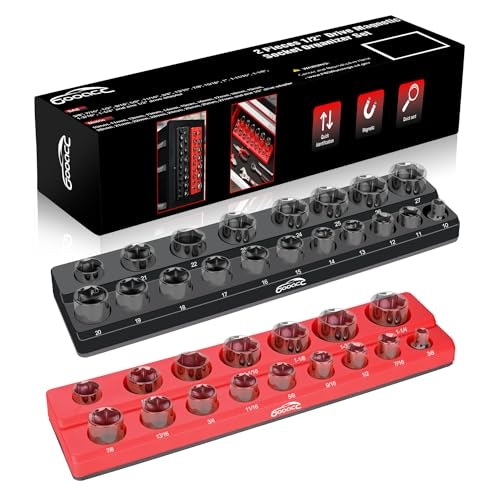 Gooacc 1/2-Inch Magnetic Socket Organizer Tray 2-Pack: $21.94