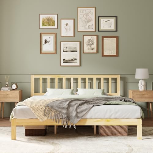 Novilla King Size Wooden Bed Frame with Headboard: $129.99