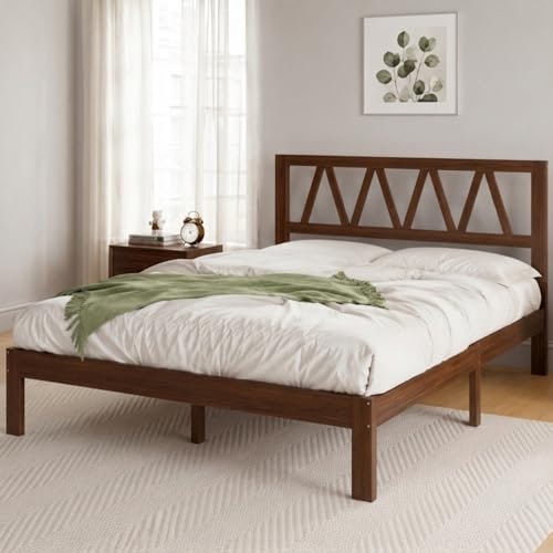 Novilla King Size Wooden Bed Frame with Headboard: $139.99