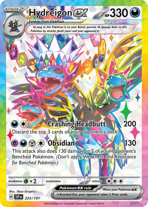 Pokemon Hydreigon ex 223/191 Surging Sparks Full Art Ultra Rare Foil Card: $15
