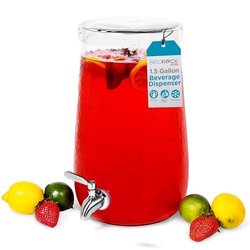 Birdrock Home 1.5-Gallon Hammered Glass Beverage Dispenser: $47.19 Birdrock Home 1.5-Gallon Hammered Glass Beverage Dispenser: $47.19