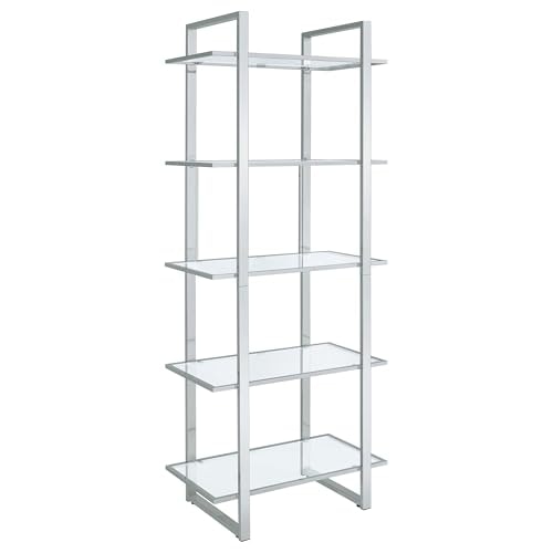 Coaster Hartford 79-Inch 5-Shelf Metal and Glass Bookshelf: $248.12 Coaster Hartford 79-Inch 5-Shelf Metal and Glass Bookshelf: $248.12