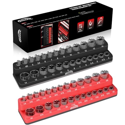 Gooacc 1/4\" Magnetic Socket Organizer 2-Pack: $13.72