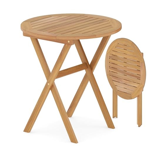 Tangkula 26-Inch Acacia Wood Outdoor Folding Bistro Table: $84.99 Tangkula 26-Inch Acacia Wood Outdoor Folding Bistro Table: $84.99