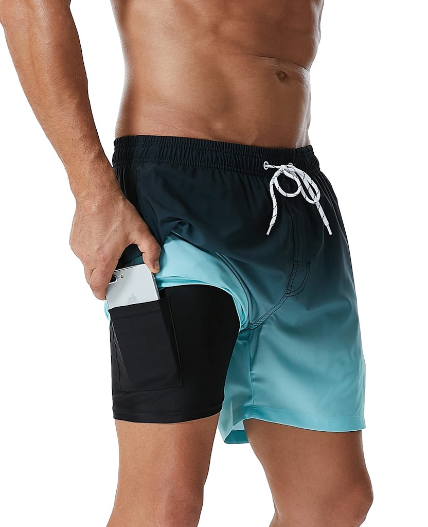 Silkworld Men's Swim Trunks w/ Compression Liner & Zipper Pockets: $8.99