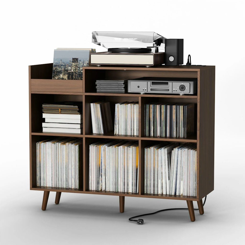 George Oliver Meher 45" Vinyl Record Storage Cabinet w/ Charging Station: $117