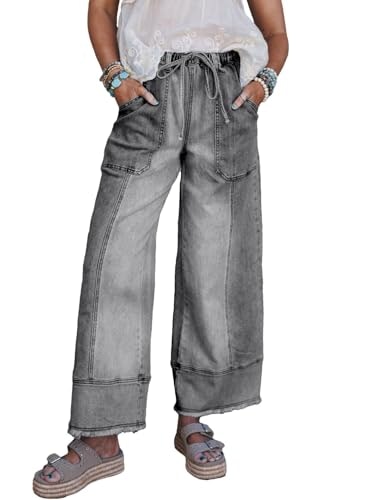 Shewin Women's High-Waisted Wide-Leg Drawstring Jeans: $32.97 Shewin Women's High-Waisted Wide-Leg Drawstring Jeans: $32.97