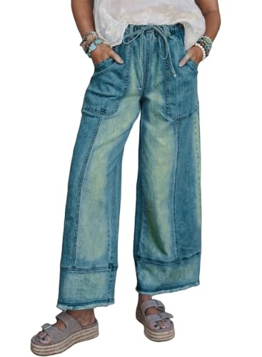 Shewin Women's Wide Leg Stretchy Drawstring Jeans: $34.97 Shewin Women's Wide Leg Stretchy Drawstring Jeans: $34.97