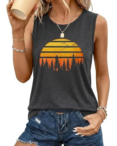 Women's Retro Sunset Graphic Tank Top: $12.74 Women's Retro Sunset Graphic Tank Top: $12.74
