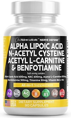Nerve Support 600mg Alpha Lipoic Acid and 600mg N-Acetyl Cysteine 90-Capsule Bottle: $23.91