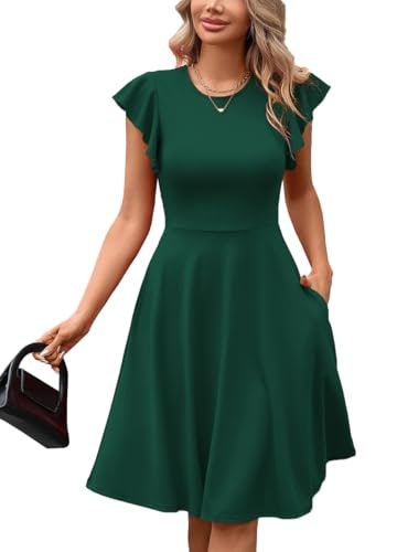 MSLG Women's Ruffle Short Sleeve V-Back A-Line Dress: $30.68