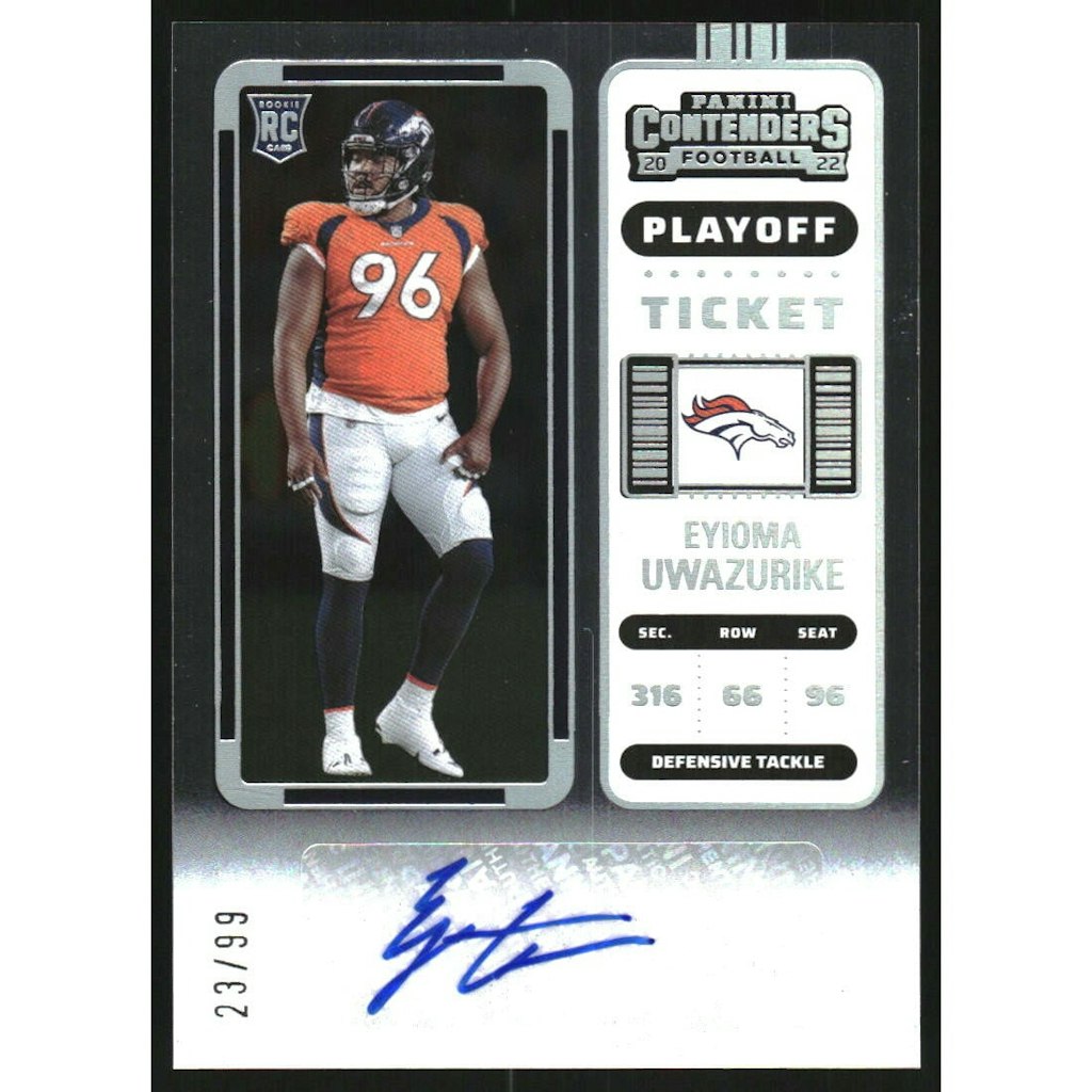 2022 Panini Contenders Eyioma Uwazurike Playoff Ticket Autograph Card #207: $18 2022 Panini Contenders Eyioma Uwazurike Playoff Ticket Autograph Card #207: $18