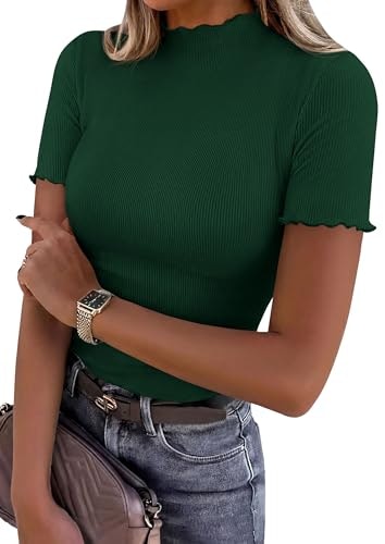 Prettygarden Women's Ribbed Knit Short Sleeve T-Shirt: $16.14 Prettygarden Women's Ribbed Knit Short Sleeve T-Shirt: $16.14