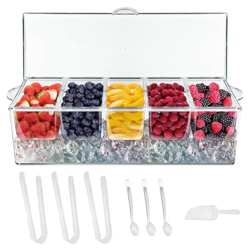 Chilled Condiment Server with 5 Containers and Lids: $19.98