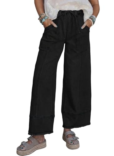 Shewin Women's High-Waisted Wide-Leg Raw Hem Jeans: $36.97 Shewin Women's High-Waisted Wide-Leg Raw Hem Jeans: $36.97