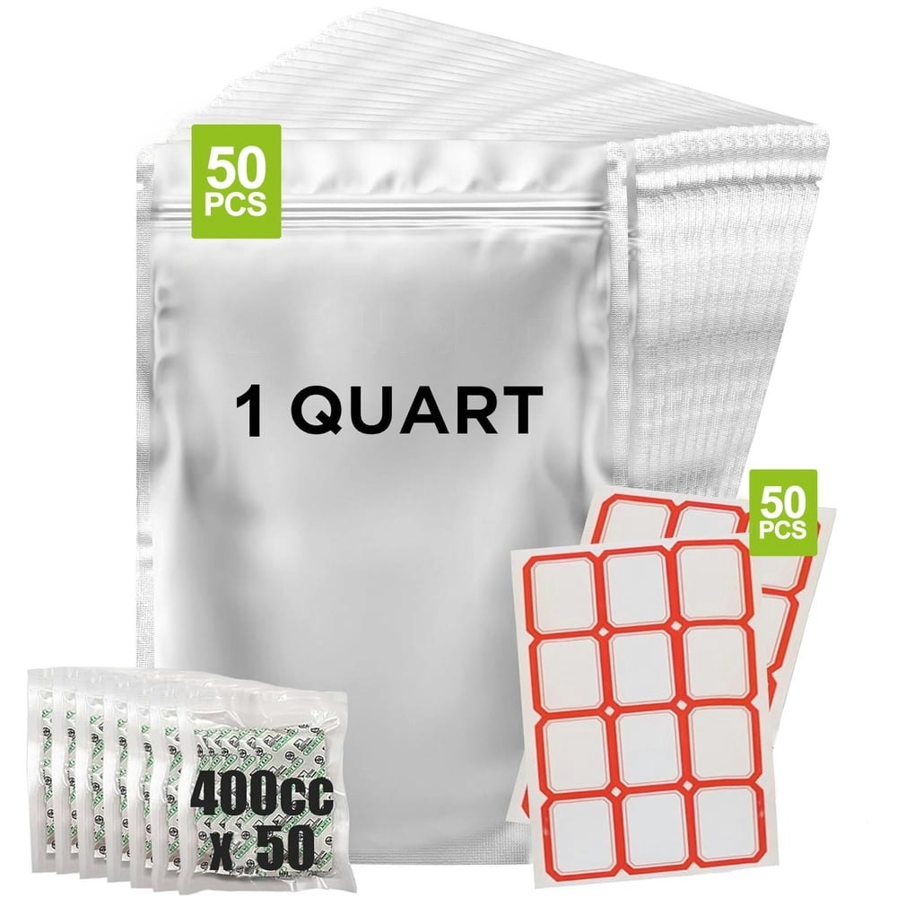 50-Pack 1-Quart Mylar Food Storage Bags: $12.79 50-Pack 1-Quart Mylar Food Storage Bags: $12.79