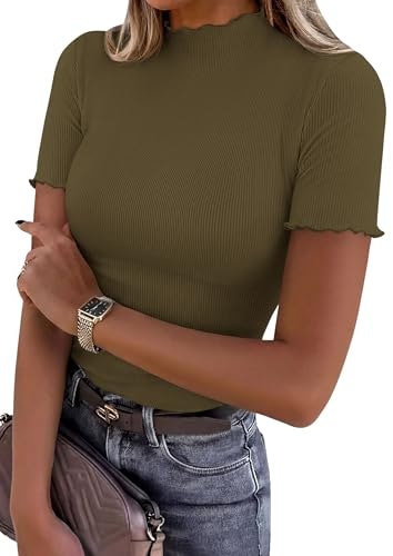 Prettygarden Women's Ribbed Knit Short Sleeve T-Shirt: $16.14 Prettygarden Women's Ribbed Knit Short Sleeve T-Shirt: $16.14