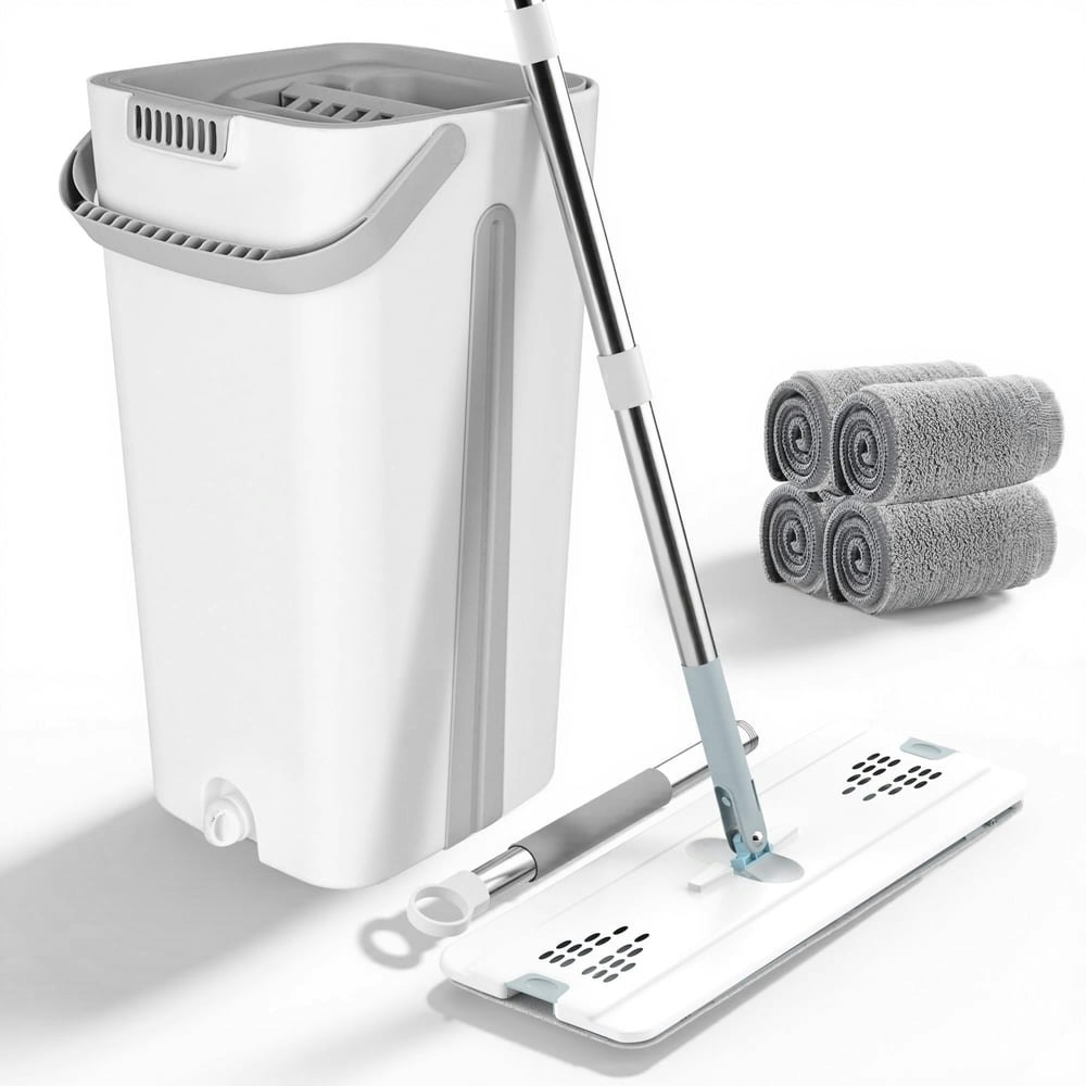 FVSA Mop and Bucket Set with 4 Microfiber Pads: $29.79