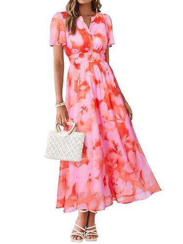 Simplee Women's Floral V-Neck Chiffon Maxi Dress: $39.93 Simplee Women's Floral V-Neck Chiffon Maxi Dress: $39.93