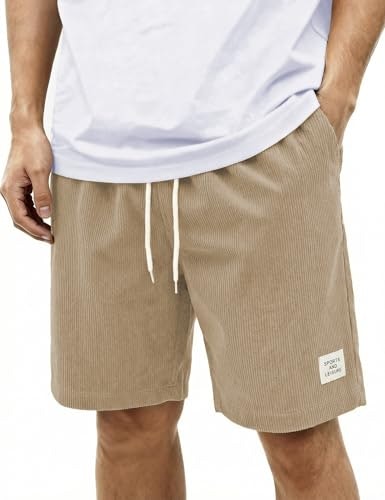 Blokehoway Men's 7-Inch Elastic Waist Corduroy Shorts: $8.98