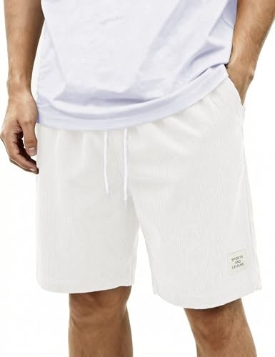 Blokehoway Men's 7-Inch Elastic Waist Corduroy Shorts: $14.99
