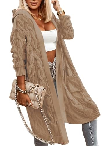 Wiffgo Women's Hooded Cable Knit Cardigan: $24.97 Wiffgo Women's Hooded Cable Knit Cardigan: $24.97