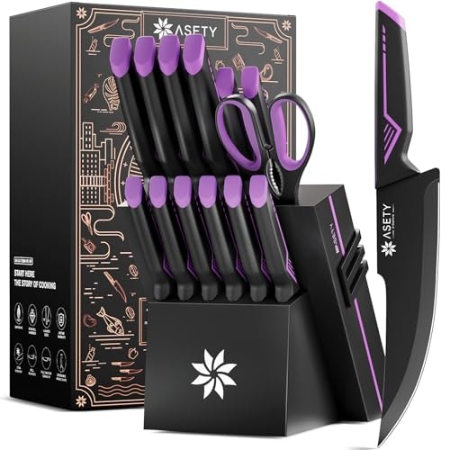 Asety 15-Piece Kitchen Knife Set with Sharpener Block: $39.98 Asety 15-Piece Kitchen Knife Set with Sharpener Block: $39.98