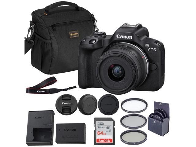 Canon EOS R50 Mirrorless Camera with 18-45mm Lens and 64GB Memory Card: $799 Canon EOS R50 Mirrorless Camera with 18-45mm Lens and 64GB Memory Card: $799