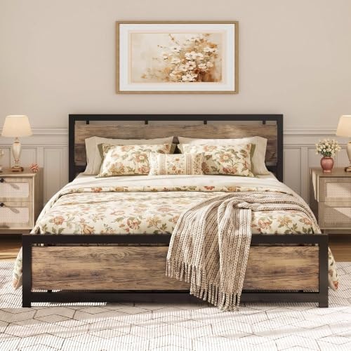 Likimio California King Bed Frame with Headboard and Footboard: $159.99