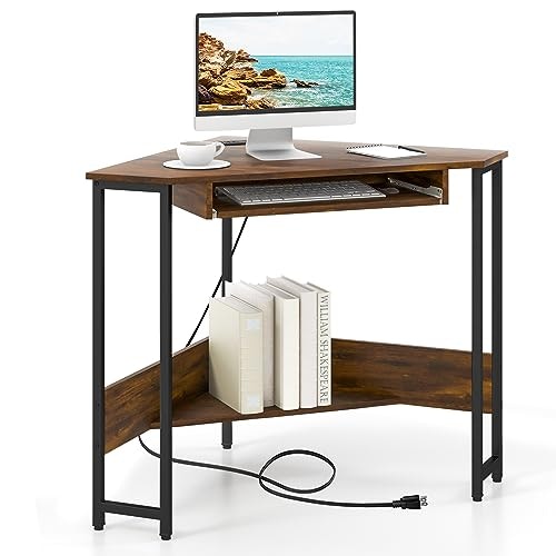 Julimoon Corner Computer Desk with Power Outlets and Storage: $68.99 Julimoon Corner Computer Desk with Power Outlets and Storage: $68.99