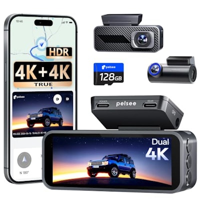 Pelsee S1 Pro 4K Front and Rear Dash Cam with 128GB Card for $110 + free shipping