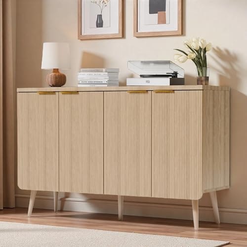 Trygoal 4-Door Fluted Sideboard Buffet Cabinet: $134.44 Trygoal 4-Door Fluted Sideboard Buffet Cabinet: $134.44
