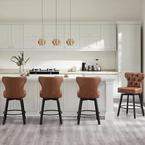Upholstered Button Tufted Swivel Counter Height Barstool 4-Pack: $480.83 Upholstered Button Tufted Swivel Counter Height Barstool 4-Pack: $480.83