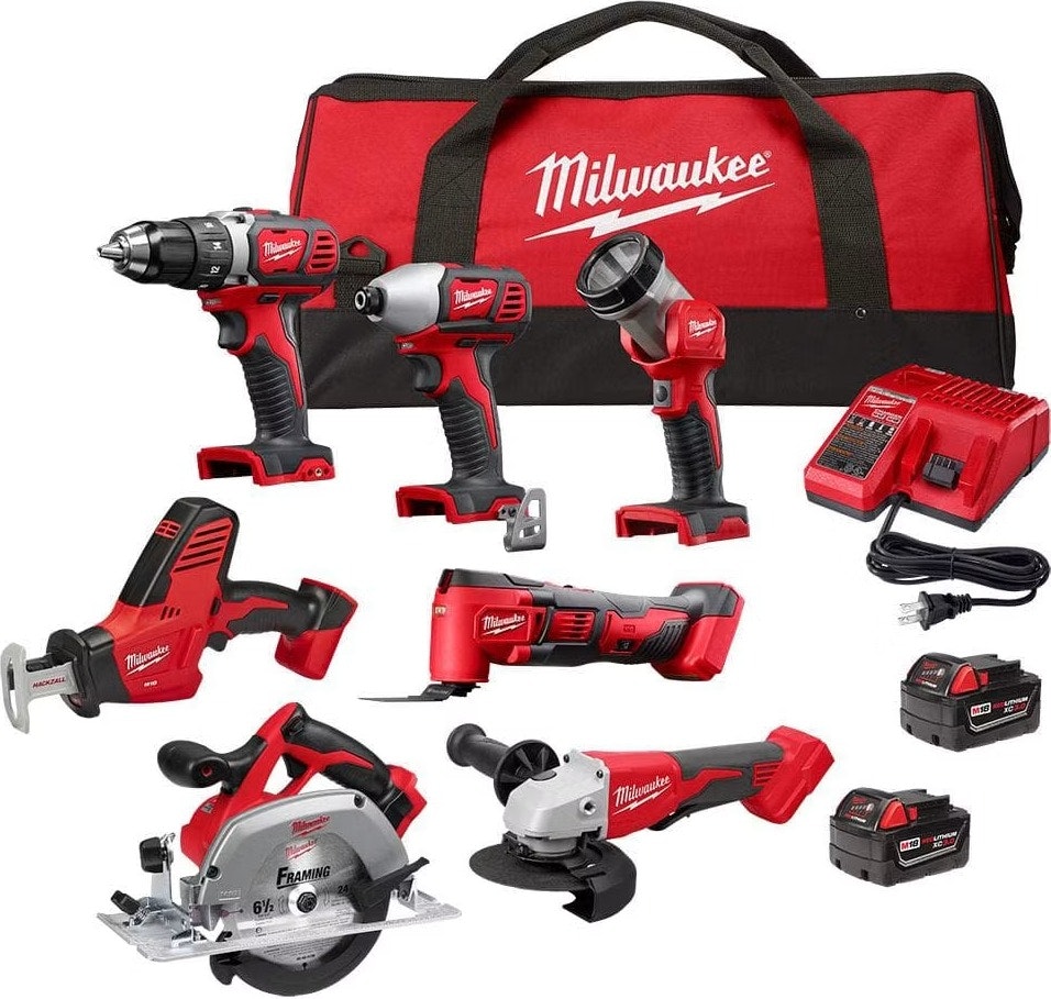 Milwaukee M18 18V 7-Tool Lithium-Ion Cordless Combo Kit: $449