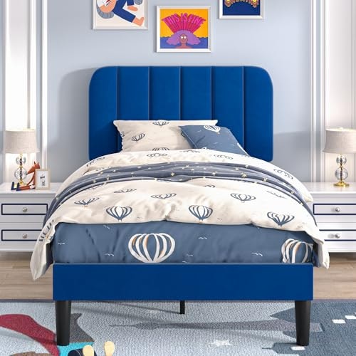 Vecelo Twin Upholstered Velvet Platform Bed Frame: $104.49 Vecelo Twin Upholstered Velvet Platform Bed Frame: $104.49