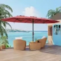 15-Foot Double-Sided Patio Umbrella w/ Base for $74 + free shipping