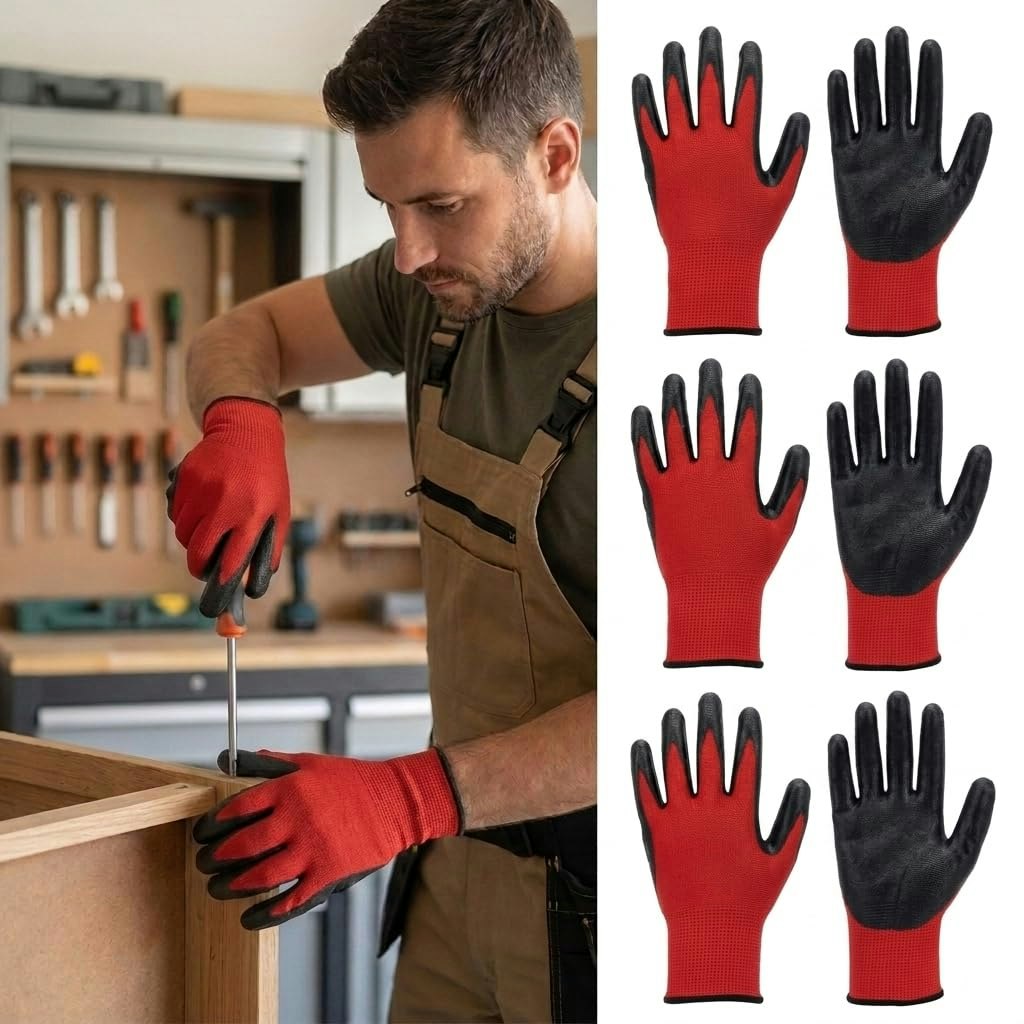 Nylon Lined Nitrile Coated Work Gloves 3-Pack: $3.14