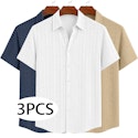 Men's Textured Jacquard Button-Down Shirt 3-Pack for $27 + $9 shipping