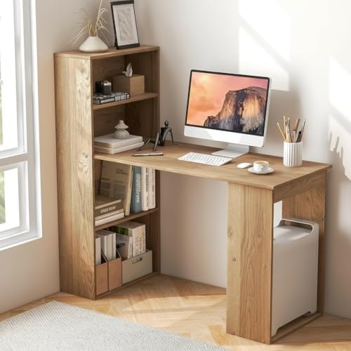 Tangkula Computer Desk with Bookshelf: $113.35