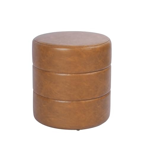 HomePop 18-Inch Round Faux Leather Ottoman: $48.29