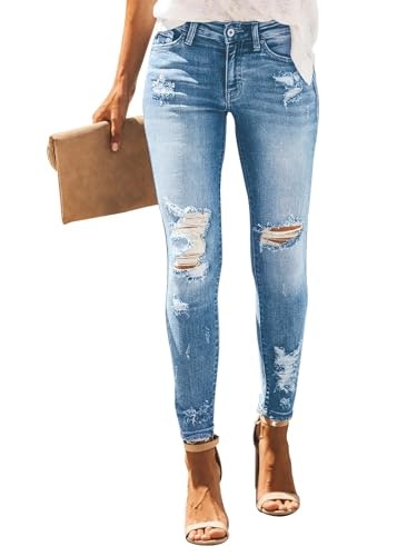 Kunmi Women's Skinny Ripped Stretchy Denim Jeans: $29.22 Kunmi Women's Skinny Ripped Stretchy Denim Jeans: $29.22