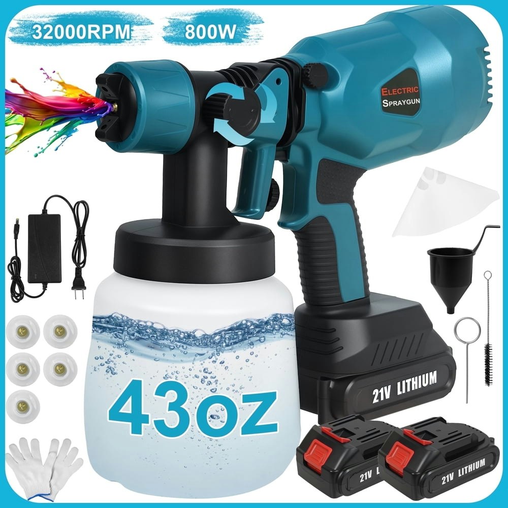 EZBY 800W Cordless Paint Sprayer with 1,200ml Container 2-Pack: $45.89