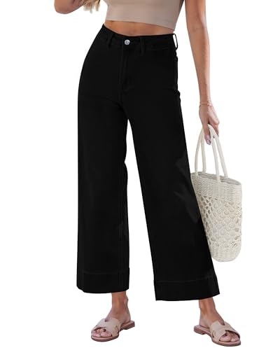 Grapent Women's High Waisted Wide Leg Cropped Jeans: $30.59