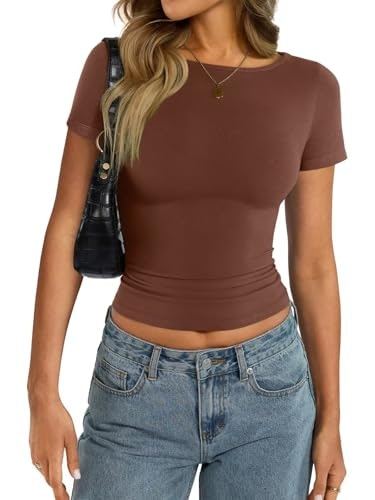EasyGala Women's Cotton Short Sleeve Boat Neck Crop Top: $9.99 EasyGala Women's Cotton Short Sleeve Boat Neck Crop Top: $9.99