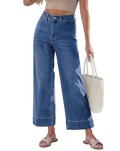 Grapent Women's Stretchy High-Waist Wide-Leg Cropped Jeans: $30.59 Grapent Women's Stretchy High-Waist Wide-Leg Cropped Jeans: $30.59
