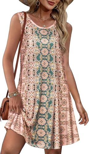 Elescat Women's Sleeveless Boho Floral Sundress: $9.48 Elescat Women's Sleeveless Boho Floral Sundress: $9.48